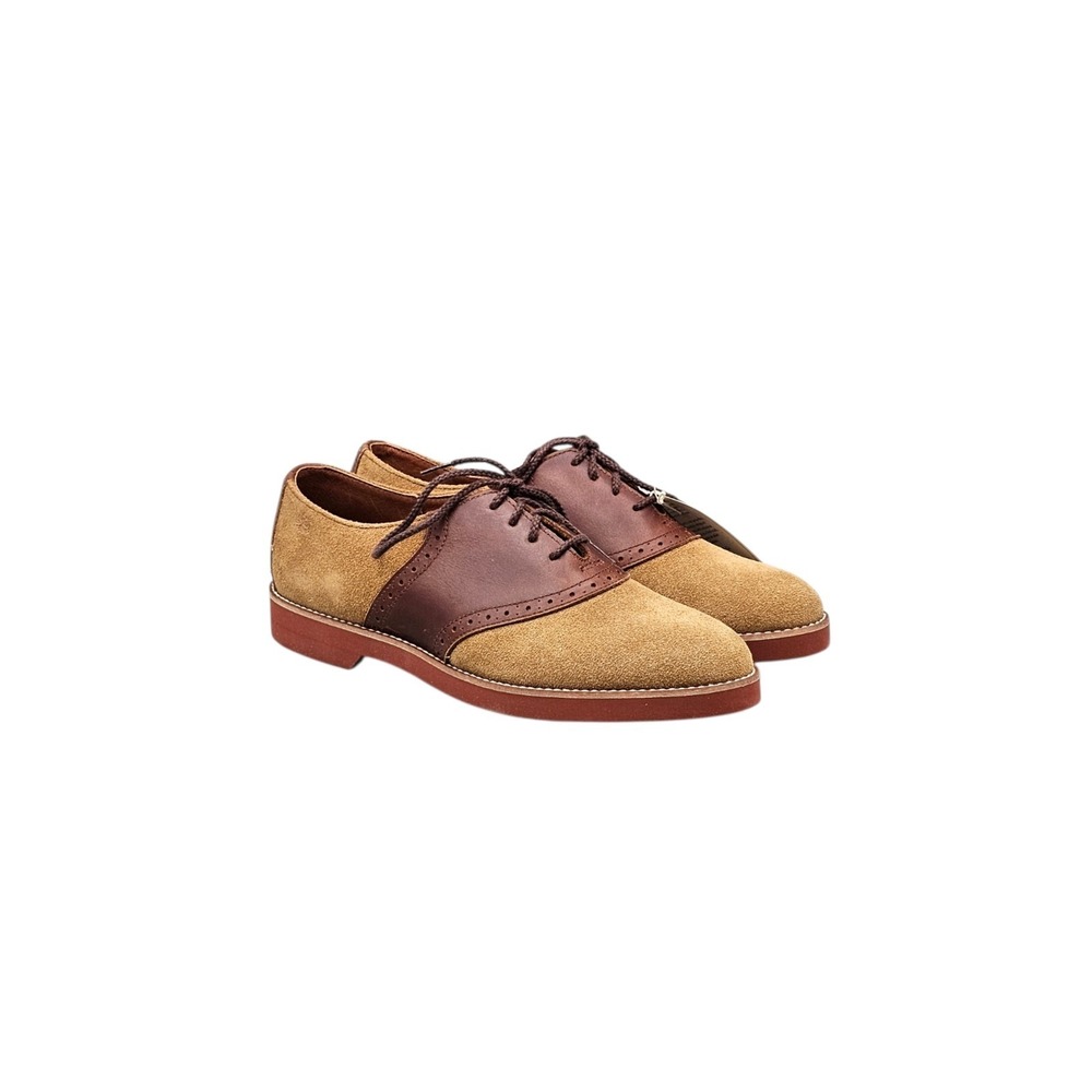 G.H. Bass Mens Size 9.5 D US VTG Saddle II Brown Suede Leather Oxfords Shoes